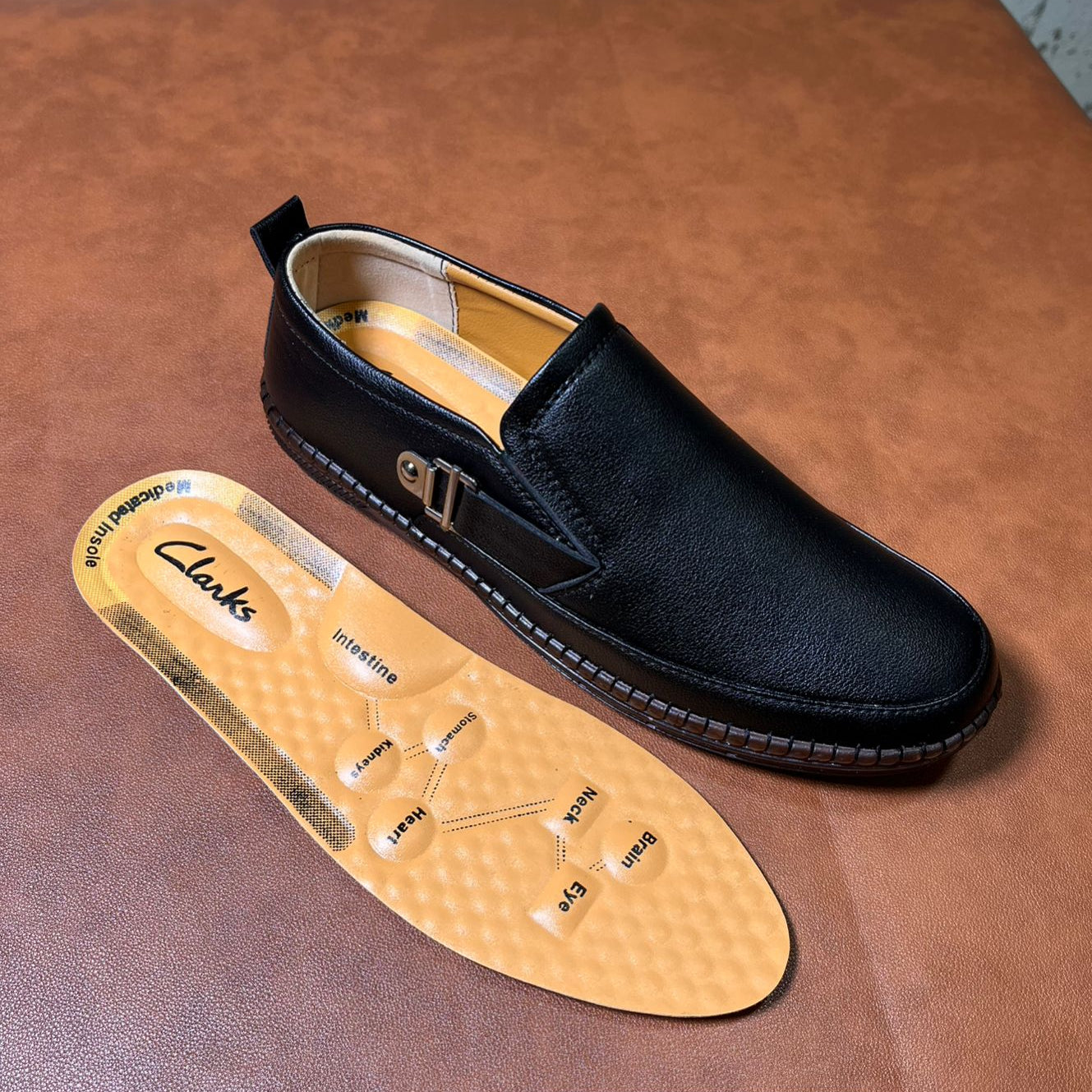 Clarks Men’s Premium Black Leather Comfort Loafers