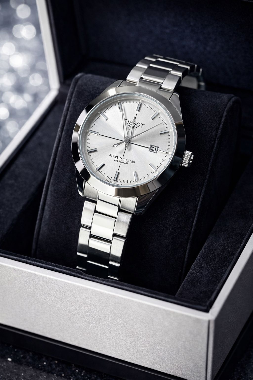 Classic Stainless Steel Men’s Watch – Black Dial with Date Display