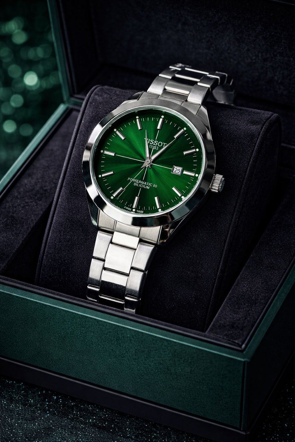 Classic Stainless Steel Men’s Watch – Black Dial with Date Display