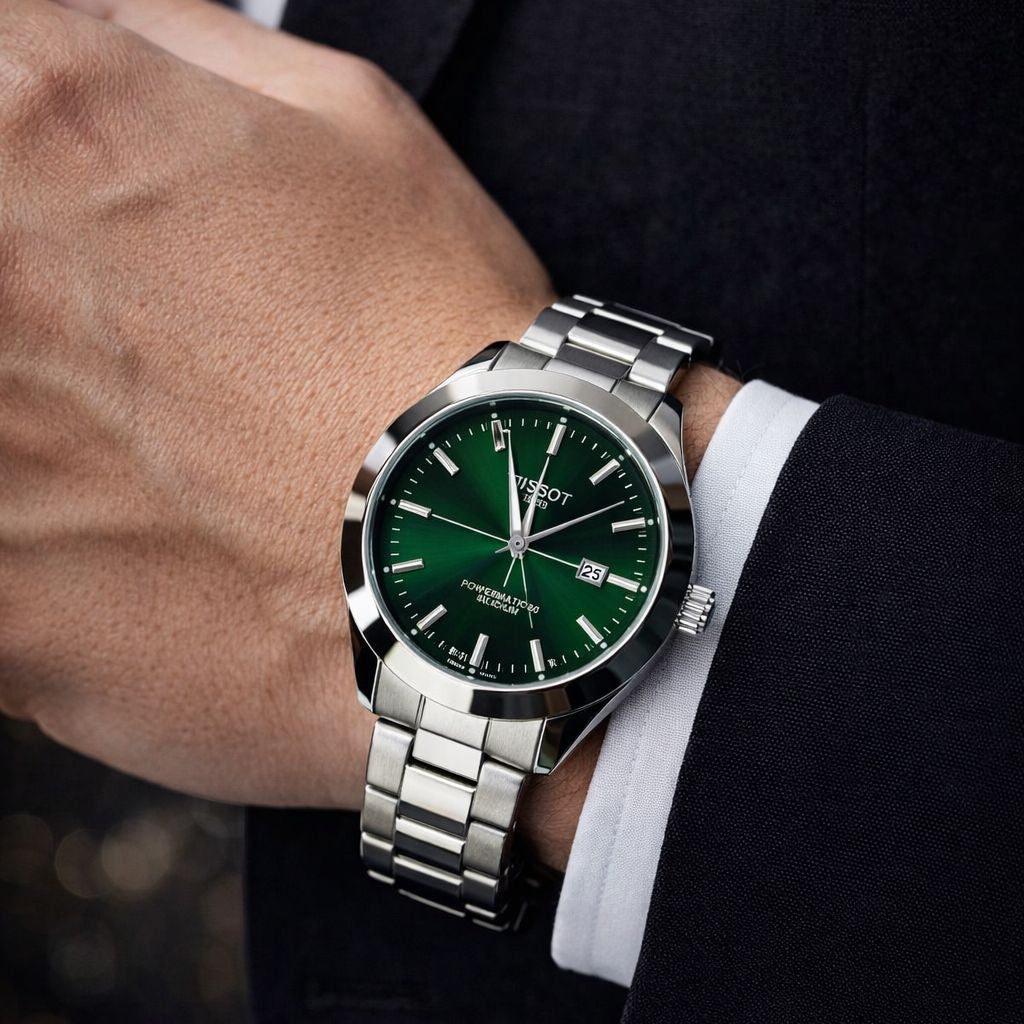 Classic Stainless Steel Men’s Watch – Black Dial with Date Display